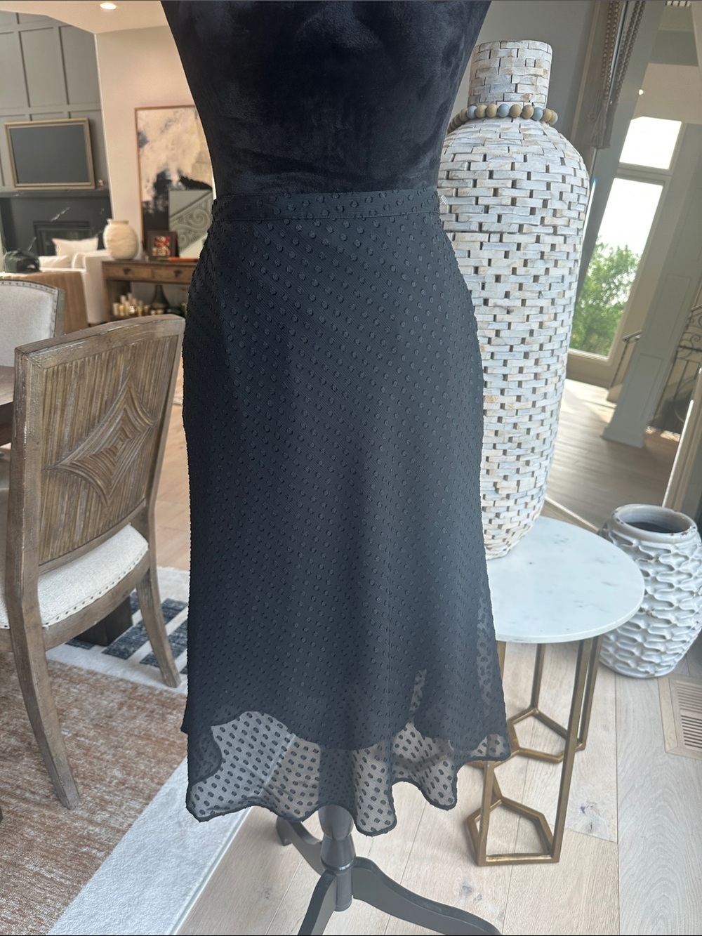 Jaclyn Smith Black Textured High-Low Midi Skirt